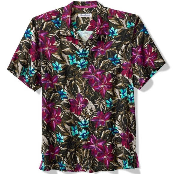 Tommy Bahama Men's 2XL 100% Tropics Floral Silk Camp Shirt - Picture 1 of 9